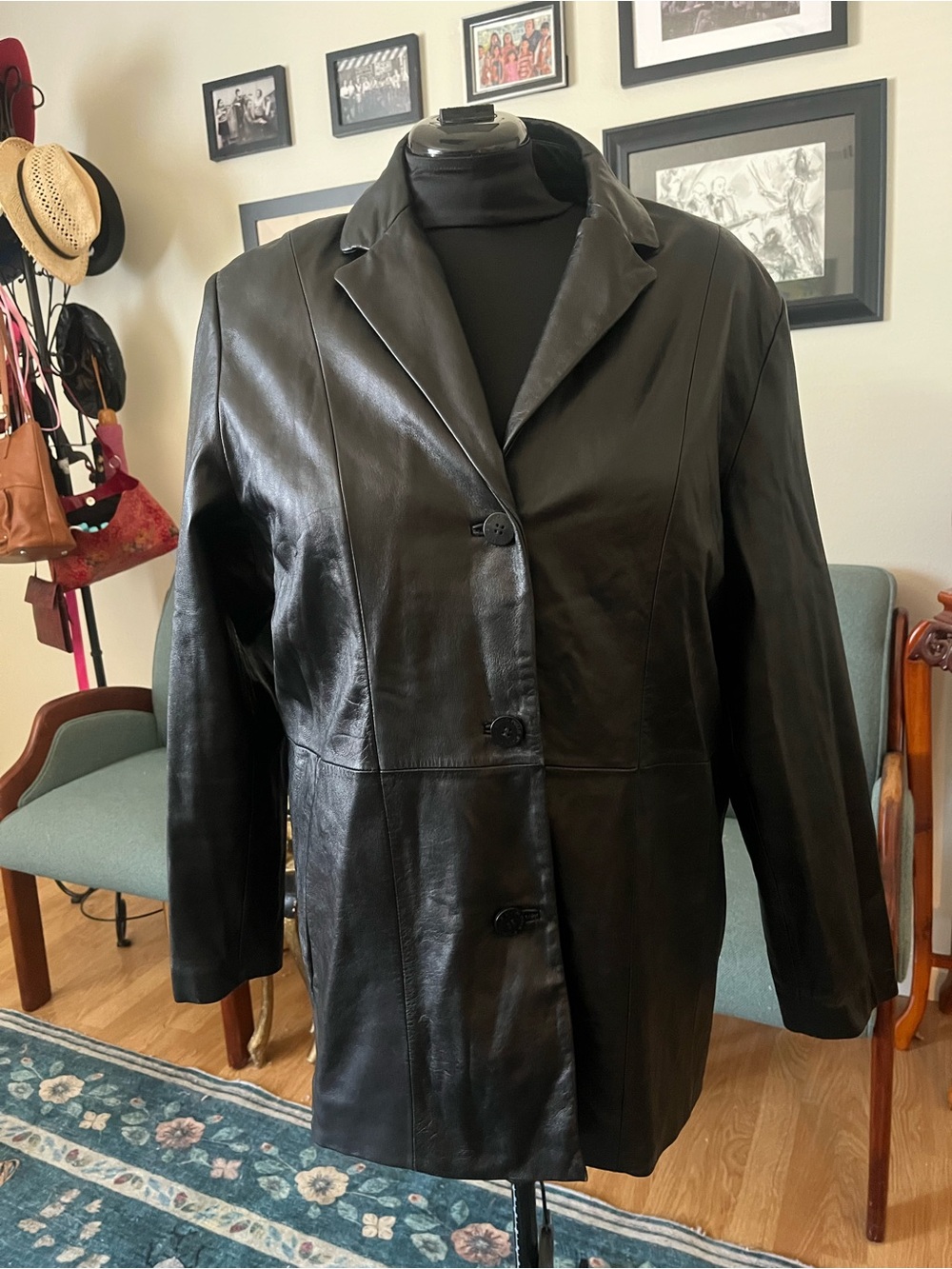 Wilsons Leather Black Button-Front Leather Jacket